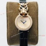 Copy Cartier Panthere Rose Gold Diamond Watches Swiss Quartz Women Size